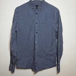 Armani Exchange Navy Checkered Button Down Shirt XS